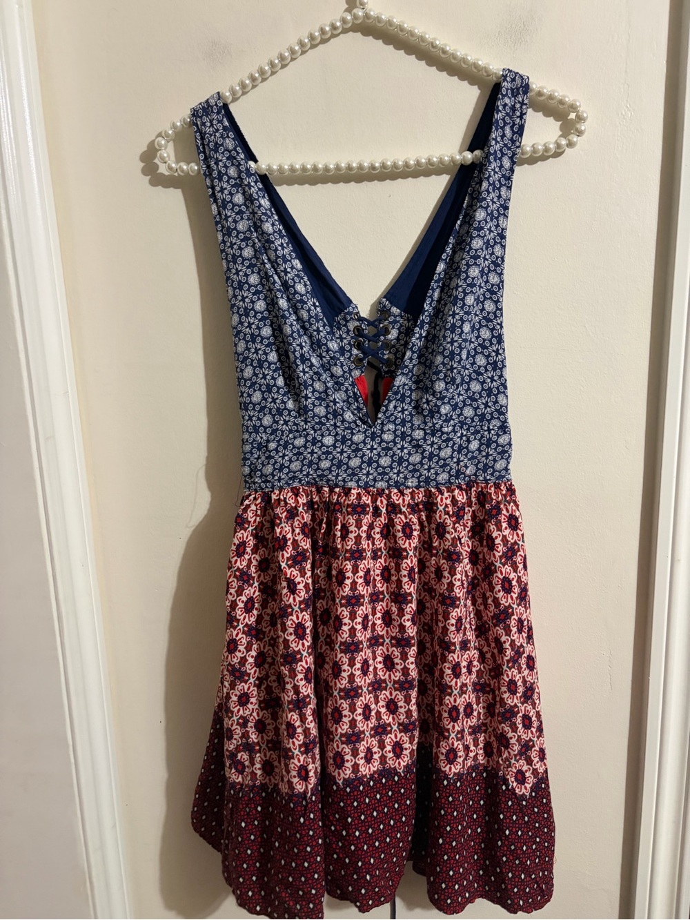 Lulu's Navy and Red Patterned Girls Sundress